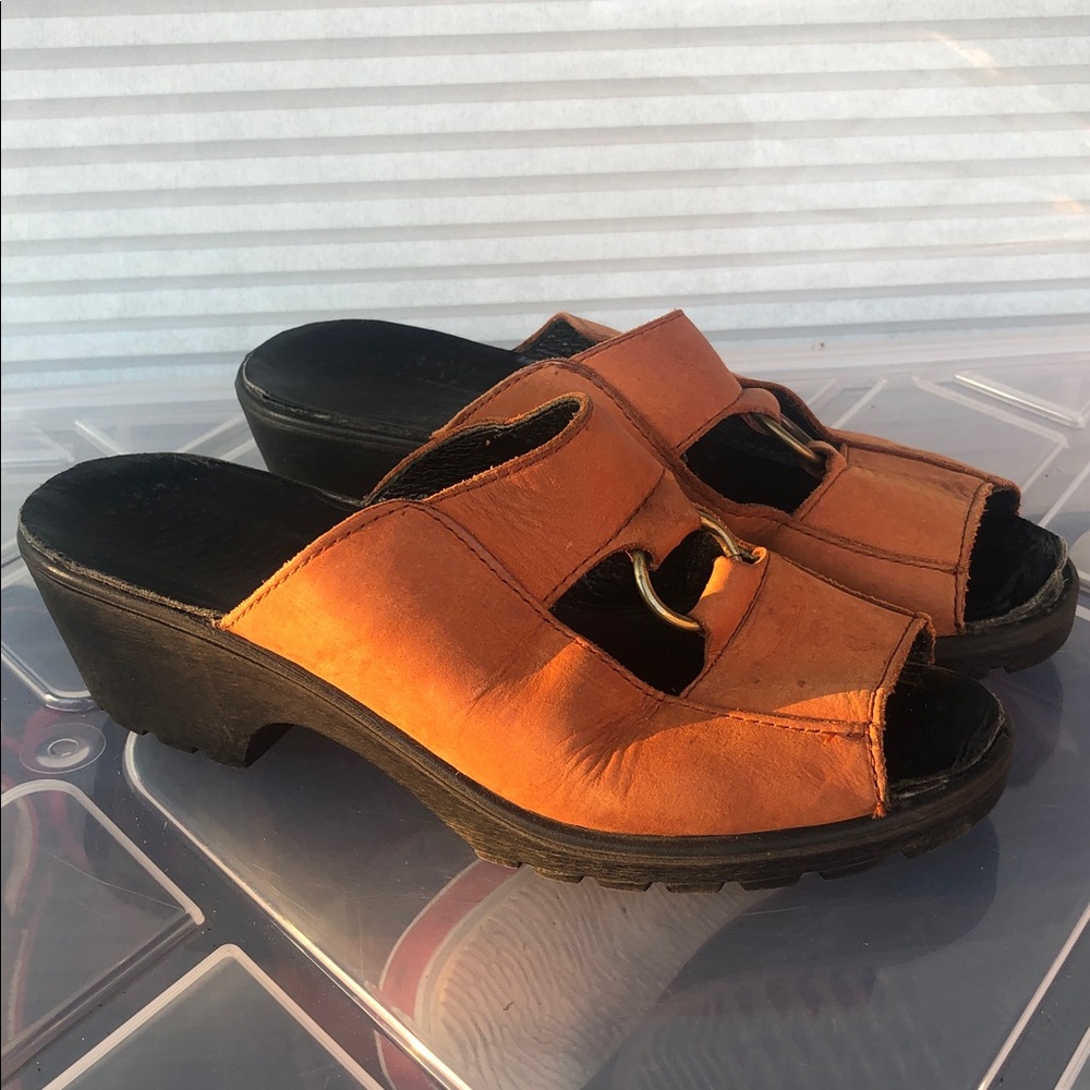 Romika Women's Tan Leather Slide Wedge Sandals Size 35/4.5US